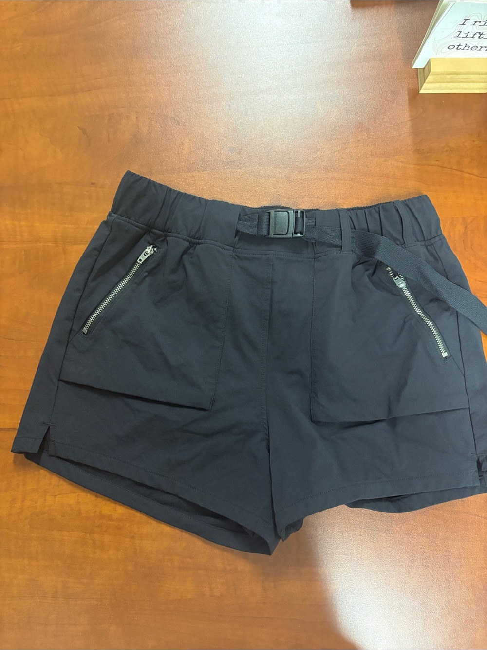 CRZ YOGA Black Athletic Utility Shorts with Belt